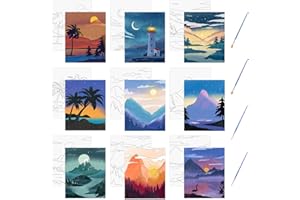 HICOHAND Pre-Printed Canvas Set - 9 PCS 7.87 * 9.84" Pre-Drawn Canvas to Paint for Adults