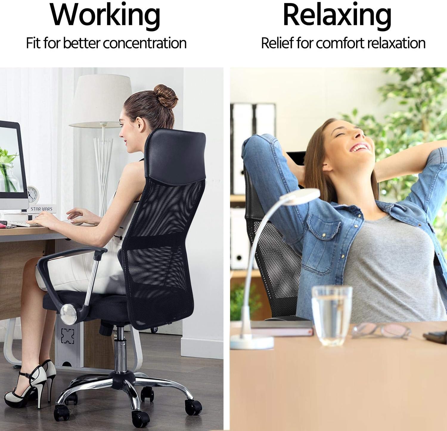 OM SHOWROOM Sedia Ufficio Ergonomica In Rete Traspirante - Girevole Con Braccioli, Altezza Regolabile, Reclinabile, Base A Stella, Portata 110 Kg