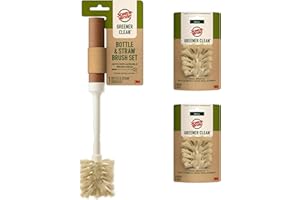 Scotch-Brite Greener Clean Bottle & Straw Brush Set with 2 Replaceable Bottle Brush Heads
