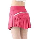 QooNoo Girls Skorts Tennis Skirts for Girls Pleated Athletic Skirt with Pockets Toddler High Waist Cheer Skirt Built-in Short