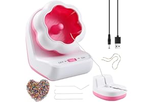 FIZOCOSISTO Electric Bead Spinner with Base,Automatically Clay Bead Spinner with 2 Needles Fast Beading Bead Spinner Machine Effortless Electric Bead Bowl Spinner for Jewelry Making DIY Bracelets Necklaces (Pink)