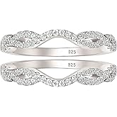 Wuziwen Twisted Infinity Ring Enhancer for Engagement Rings 2 Pieces Wedding Bands for Women 925 Sterling Silver Stackable