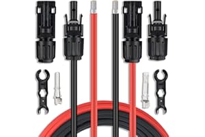 SGANGCAR Solar Extension Cable 15 Feet 10AWG Solar Panel Cable with Pair of Connectors and Adaptor Kit Tools (15FT Red + 15FT Black)