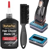 BarberTop Premium Hair Clipper Blade Lubricating Oil for Clippers, with Oil Dip Box and Barber Clipper Brush