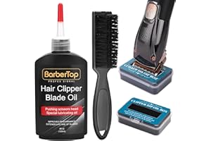 BarberTop Premium Hair Clipper Blade Lubricating Oil for Clippers, with Oil Dip Box and Barber Clipper Brush