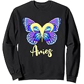 Aries Butterfly Zodiac Sign of Butterfly Wings for Women Sweatshirt