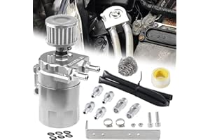 YESHMA Universal Oil Catch Can Breather Tank Baffled Filter With 3/8" Fuel Line,Aluminum,300ml(Silver)