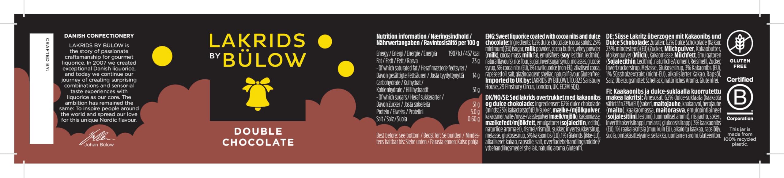 LAKRIDS BY BÜLOW - Black Box 2x Regular · Geschenkbox mit Classic Caramel & Double Chocolate · Süße Lakritze mit Dulce-Schokolade, Meersalzflocken, Schokolade, Kakaonibs & Kakaopulver 4