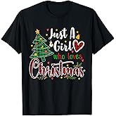 Just a Girl who Loves Christmas Funny Xmas Pajama Women Girl T-Shirt