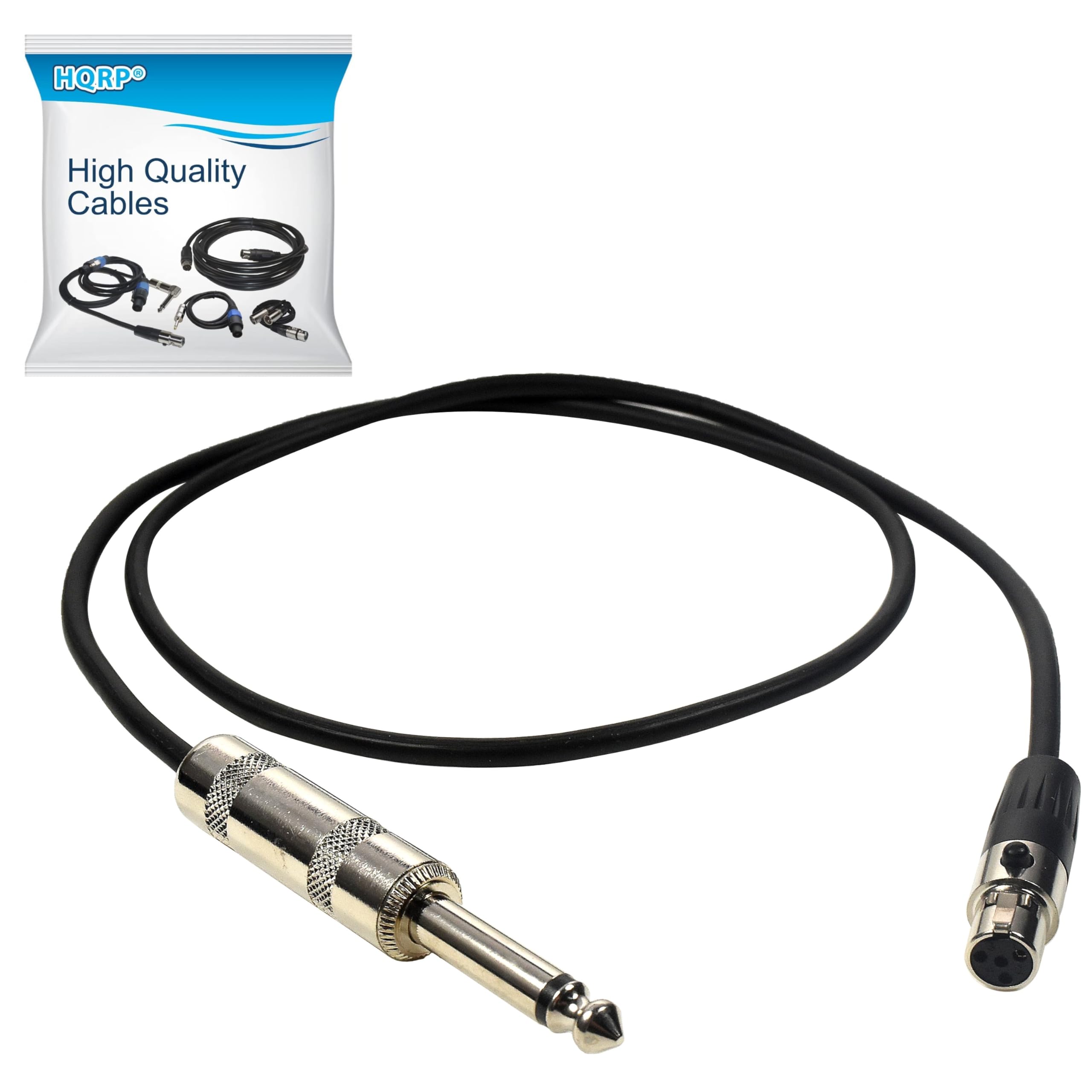 HQRP 4-Pin Mini Connector (TA4F) to 1/4-Inch Connector Instrument Cable Replacement for Shure WA302 / WA306 fits T1G, UT1, SC1, BLX1, PG1, PGXD1, GLXD1, QLXD1, SLX1, FP1, ULX1, UC1, UR1 trasmitter