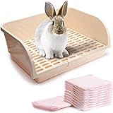 CALPALMY Large Rabbit Litter Box with Bonus Pads, Drawer, Corner Toilet Box and Bigger Pet Pan for Adult Guinea Pigs, Chinchi