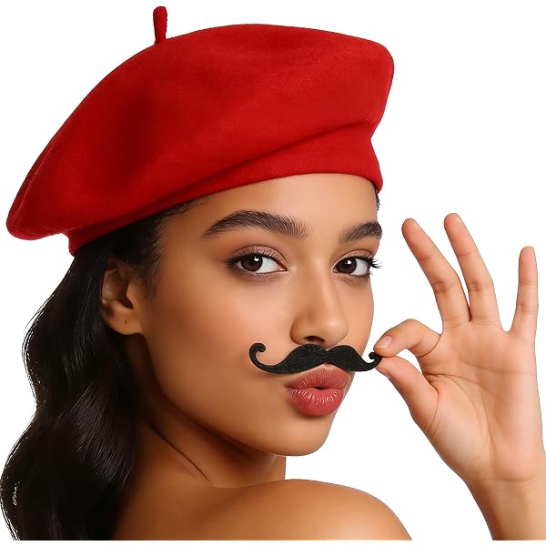 Béret français noir et rouge unisexe, chapeaux de mime, accessoire de costume de déguisement, bérets de fête