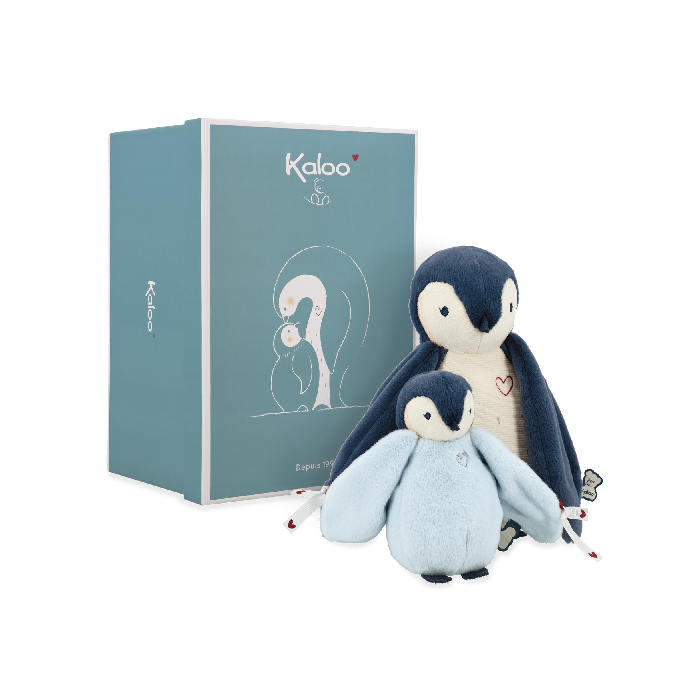 Kaloo – Complices – Pair of Cuddly Penguin Plushes – Blue – 15 cm and 25 cm – Soft Toy for 0 Months +, K212000