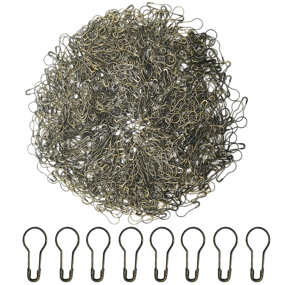 Ruidee 1000Pcs Metal Safety Pins Set: Gourd-Shaped, DIY Home Accessories, Clothing Tags (HBZ/Bronze)