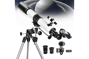 SOLOMARK Telescope, 80EQ Refractor Professional Telescope -700mm Focal Length Telescopes for Adults Astronomy, with 1.5X Barlow Lens Adapter for Photography and 13 Percent Transmission Moon Filter