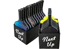 MyGift Portable Foldable Pickleball Paddle Queue Baskets – Holds Up to 24 Paddles, Black Fabric Organizer with Ball Compartme