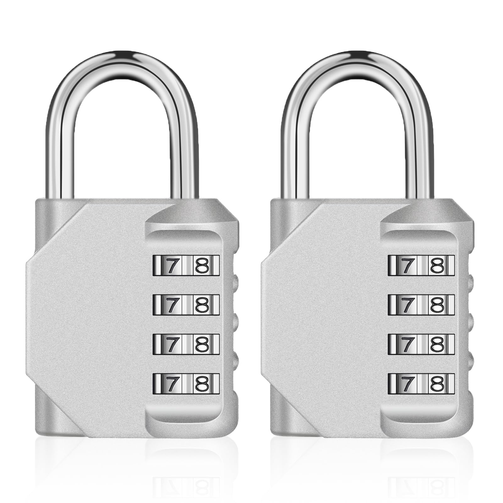 ZHEGE Combination Padlocks for Lockers, Number Padlock, Heavty Duty Coded Padlock for Indoor and Outdoor Use, Gym Lock, School Locker, Fence Gate, Shed Lock, Weatherproof (Silver, 2 Pack)