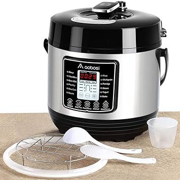 Elektrischer Multikocher, 6L / 1000W, Aobosi Digitaler programmierbarer elektrischer Schnellkochtopf mit BPA freiem Edelstahl