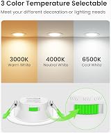 ALUSSO 7W Dimmable LED Downlights 3CCT 3000K 4000K 6500K IP44 White 6 Pack view 5