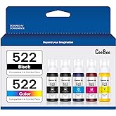 CEEBOO 522 High Capacity (5 Bottles) Refill Ink Bottle Replacement for Epson Compatible 522 Ink Refill Bottles (Not Sublimati
