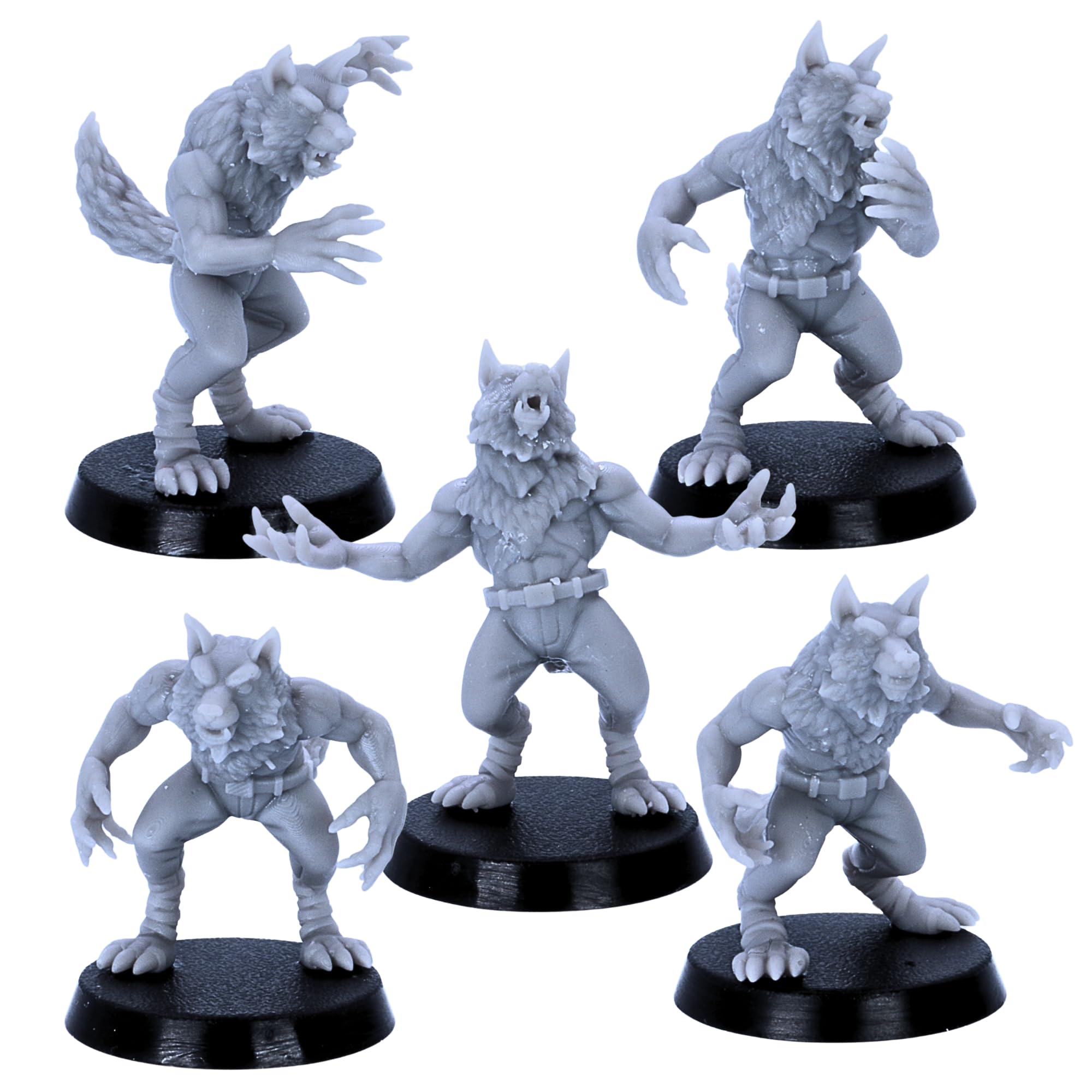 Forged Terrain Werewolf Soldiers – 5 WW2 Werewolf Miniatures for Tabletop Wargames | 32mm Scale Horror Figures | DnD | Kyoushuneko Licensed | Resin Unpainted Models for Gamers & Painters