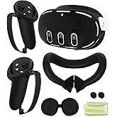 Silicone Cover Set Compatible with Meta Oculus/Quest 3, VR Accessories Protective Cover Includes Controller Grips, Front Shel