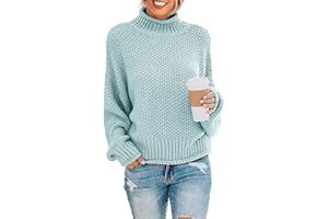 ZESICA Women's 2024 Turtleneck Batwing Sleeve Loose Oversized Chunky Knitted Pullover Sweater Jumper Tops