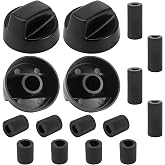 Universal Oven Knobs 4 Black Stove Knobs,12 Adapters, 4 Long, 8 Short | Compatible with Most Gas &amp; Electric Ranges &amp; Ovens - Universal Stove Knobs- 90-Day Guarantee