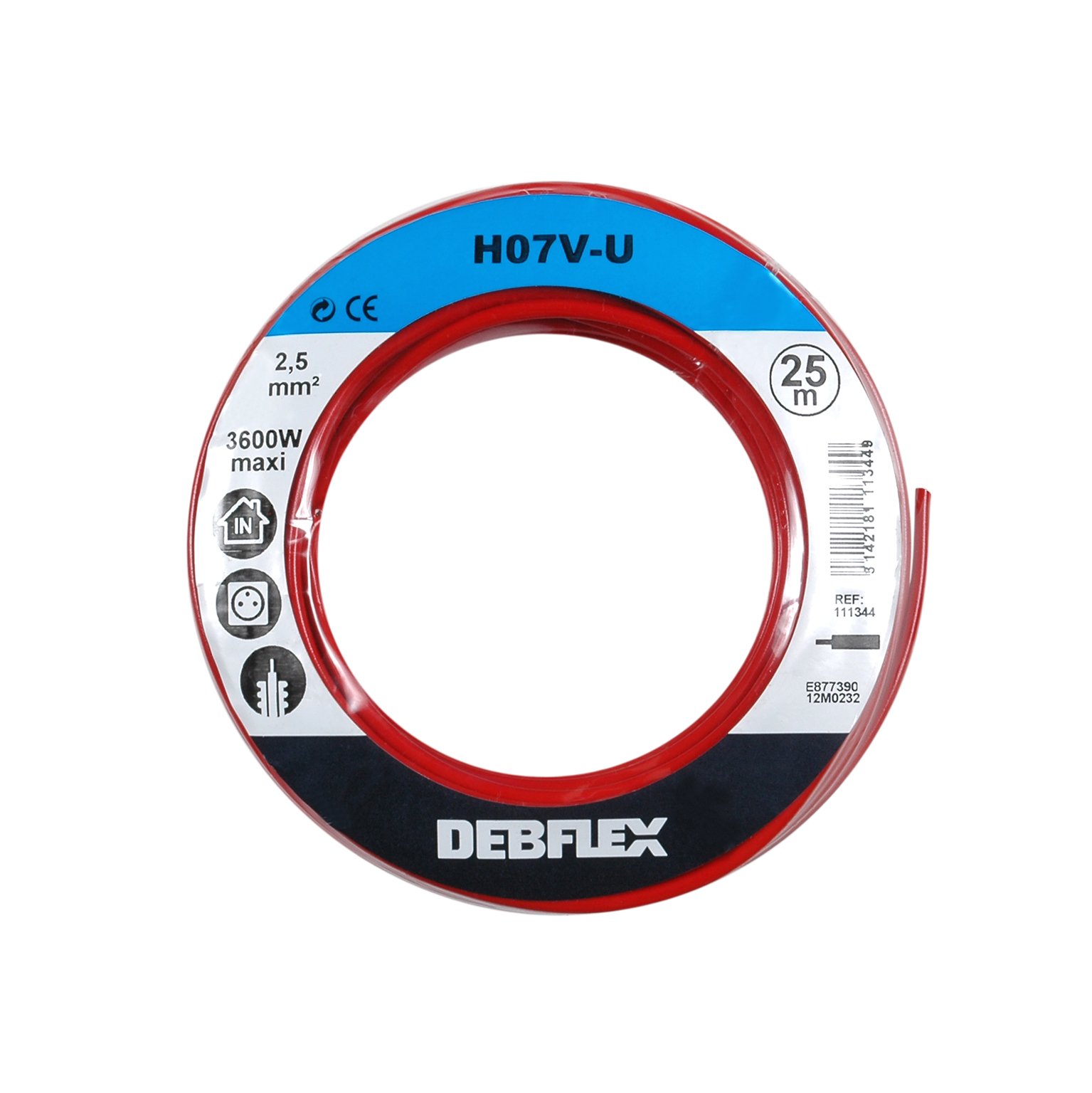 Debflex HO7V-U 2,5 111344 Cable Reel - 25 m - Red