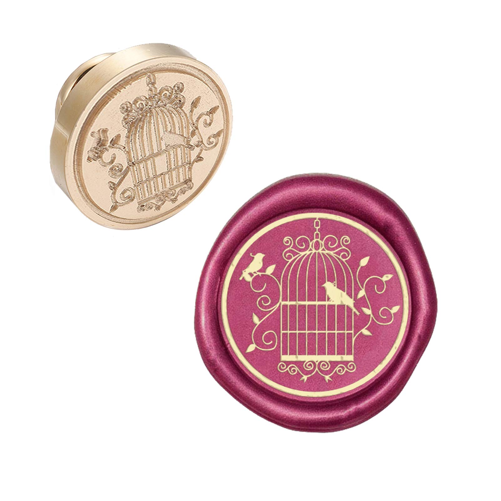 CRASPIRE Wax Seal Stamp Head Birdcage Removable Sealing Brass Stamp Head for Creative Gift Envelopes Invitations Cards Decoration