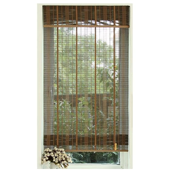 Persiana de bambú Cortinas Enrollables para Ventanas con Cenefa