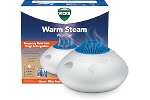 Vicks Warm Steam Vaporizer, Small to Medium Rooms, 1.5 Gallon Tank – Warm Mist Humidifier for Baby and Kids Rooms with Night Light, Works with Vicks VapoPads and VapoSteam