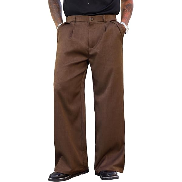 Men's Vintage Pants Wool Blend Thicken Winter Trousers Pleated High Waist  Tapered Leg Rolled Brown at Amazon Men's Clothing store