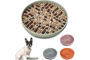 AXEFUN Slow Feeder Dog Bowl, Silicone Puzzle Bowl With Suction Cups for Dogs & Puppies, Anxiety Relief, Slow Eating, Dishwasher Fit, All Breeds, Green