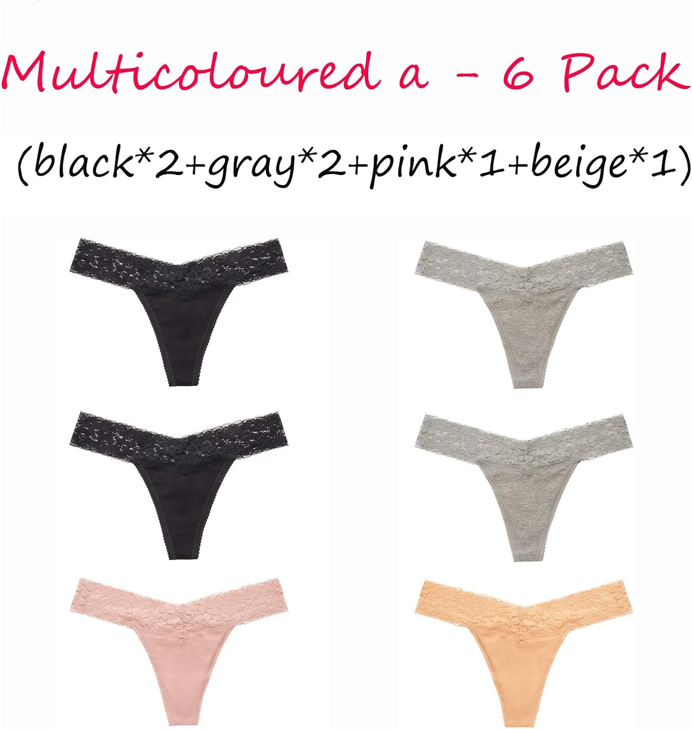 Women's Thongs, T Back Low Waist See Through Panties Cotton Seamless Lace Thongs for Women: Clothing