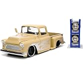 Jada Toys Just Trucks 1:24 1955 Chevy Stepside Pickup Die-cast Car Tan with Tire Rack, Toys for Kids and Adults (26144)