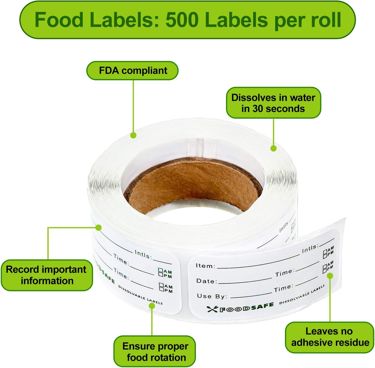 3 Rolls 750 Pieces Freezer Food Labels 1 x 2 Inch Food Storage Removable Date Sticker Self Adhesive Labels for Home Restaurant Container - Image 4