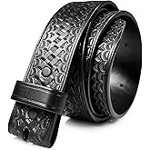 Cowboy Craft Western floral/Uniform Casual 100% One Piece Genuine Leather Belt Strap with Snaps 1-1/2"(38mm) wide No Buckle