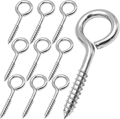 YGAOHF 2.5 in Eye Hooks Screw 10 pcs 304 Stainless Steel Rustproof 200 Lbs