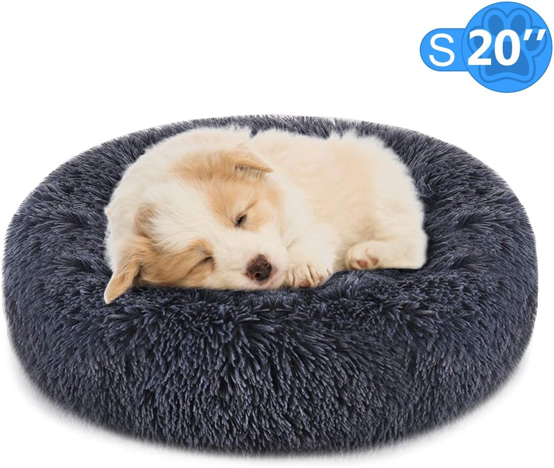 FOCUSPET Dog Bed Donut, Faux Fur Cuddler Bed Size Large 32'' for Cats & Dogs Round Ultra Soft Washable Self Warming Pet Cuddler Beds : Pet Supplies