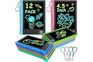 12 Pack Kids LCD Writing Tablet 4.5 inch with Carry Hook| Mini Doodle Board Set for School, Travel & Gifts | Reusable Drawing