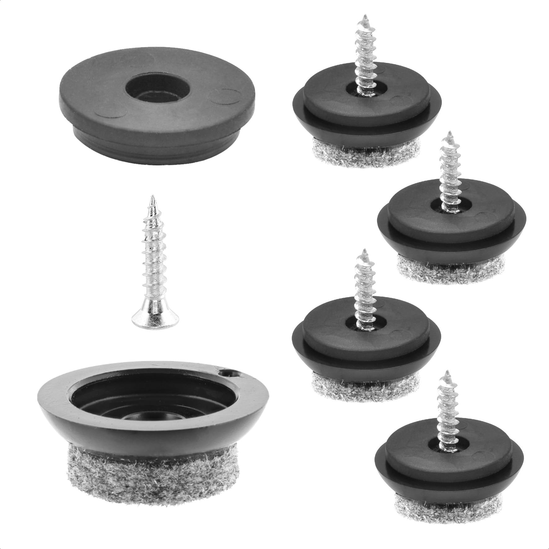 WAGNER QuickClick® Felt glides furniture glides chair glides I 4pcs. set to screw on I 4x base+screw+interchangeable glide insert - wool felt ULTRASOFT SLIM - Ø 20 mm - Made in Germany - 15780300