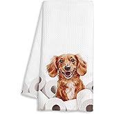 FTKBGHY Funny Dachshund Hand Towels for Bathroom Decor, Dachshund Lovers Gifts, Weiner Dog Gifts for Women, Funny Weiner Dog Decorative Hand Towels for Bathroom Restroom Room, 16x24 Inch