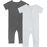 GUISBY Footless Short Sleeve Baby Pajamas with Zipper Cotton Infant Sleepwear