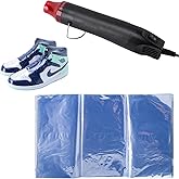 Shrink Wrap Bags Kit with 18x 11 Inches Shoe Heat Shrink Wrap Bags x 50 Pcs, Mini Heat Gun x 1 for Shoe Books Storage Avoid Sole Yellowing and Keep Dust Away