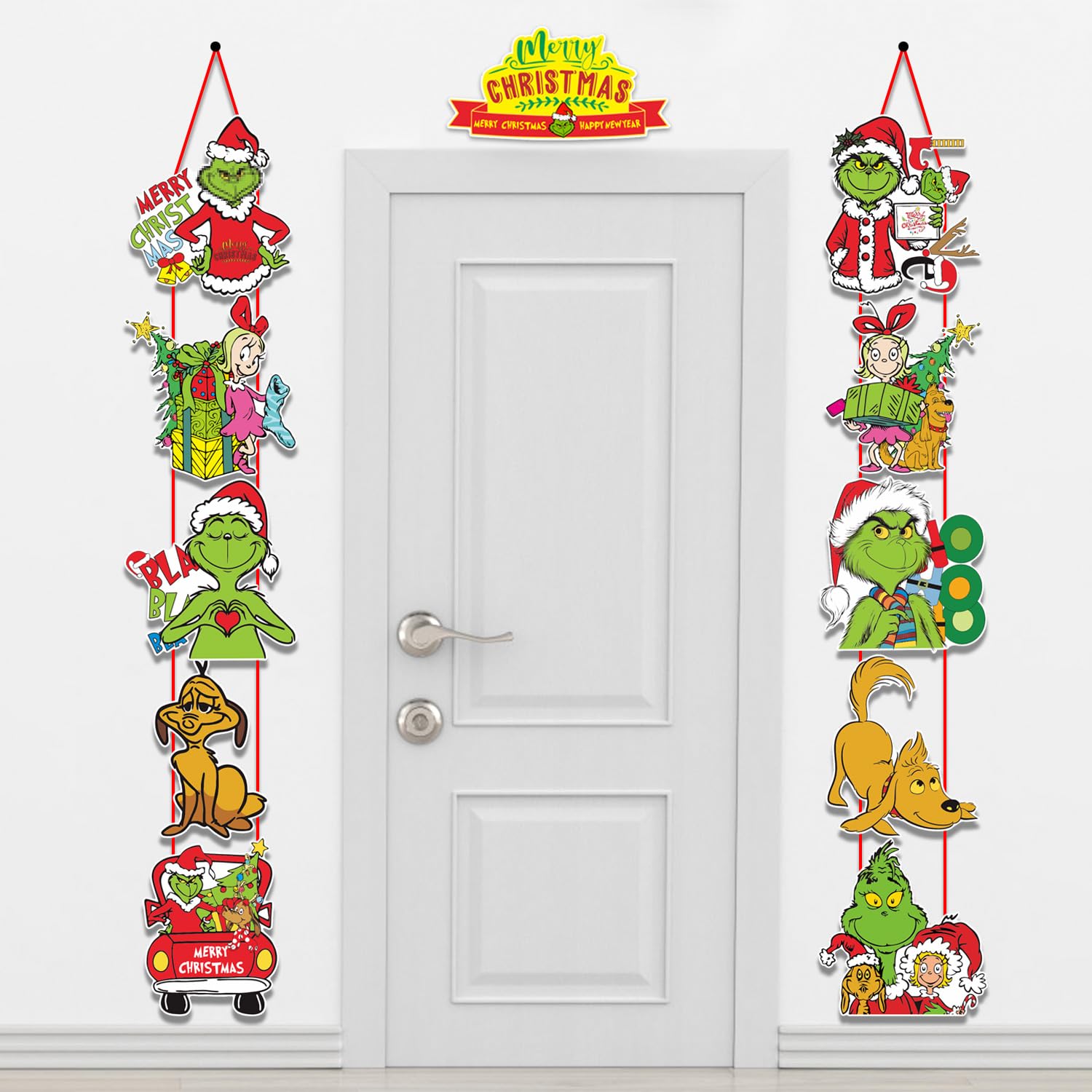 Photo 1 of 11Pcs Large Funny Christmas Door Decorations Kit, Christmas Sign Banner for Xmas Home School Office Decor