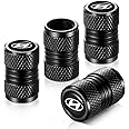 YHEESHIGN Tire Valve Stem Caps, Compatible with Hyundai Series Stem Cap Universal Car Air Cover Car Accessories for Cars, SUV, Truck, Motorcycles 4pcs （Black）