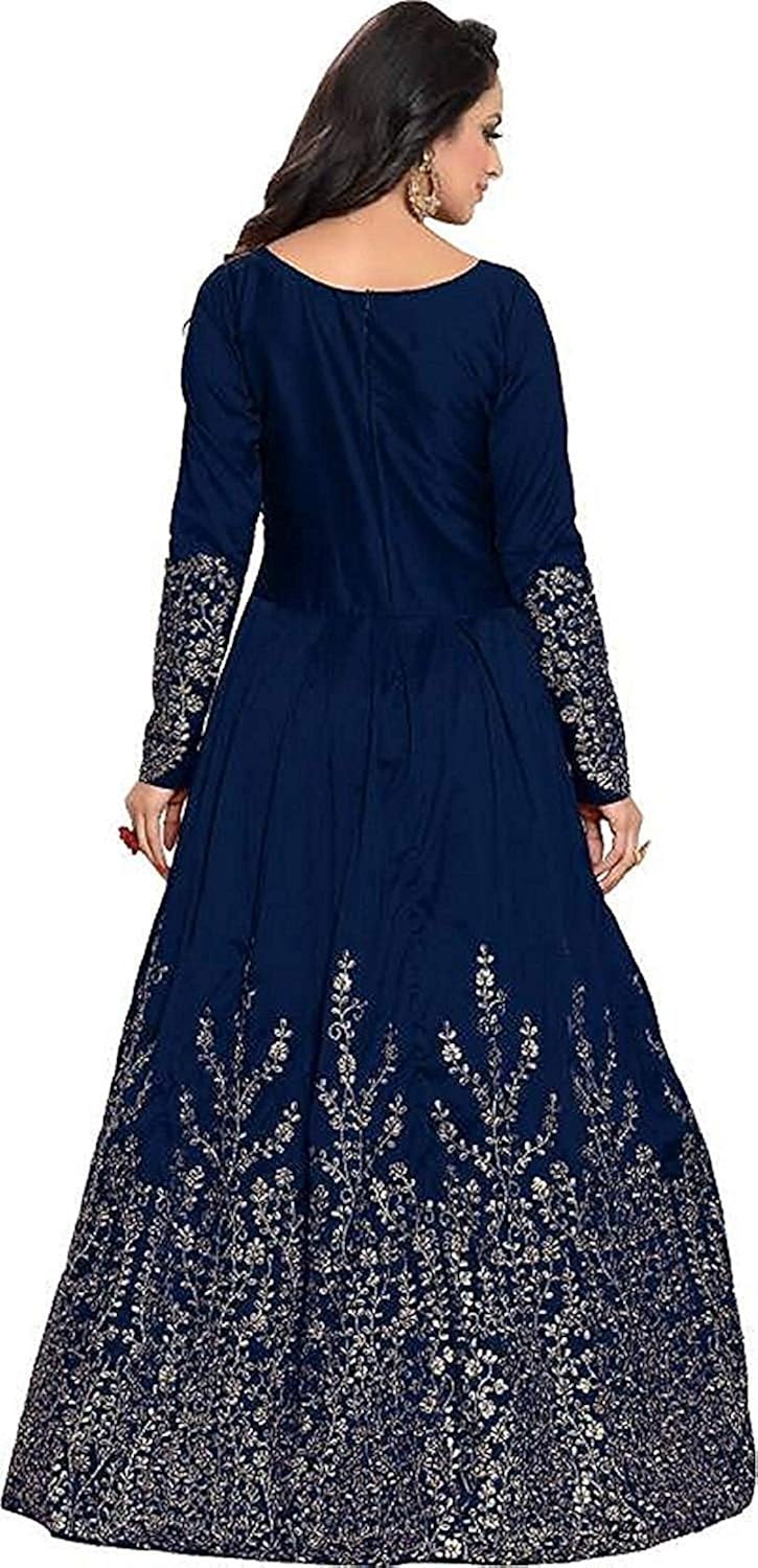 rudra zone women's embroidered semi stitched anarkali gown