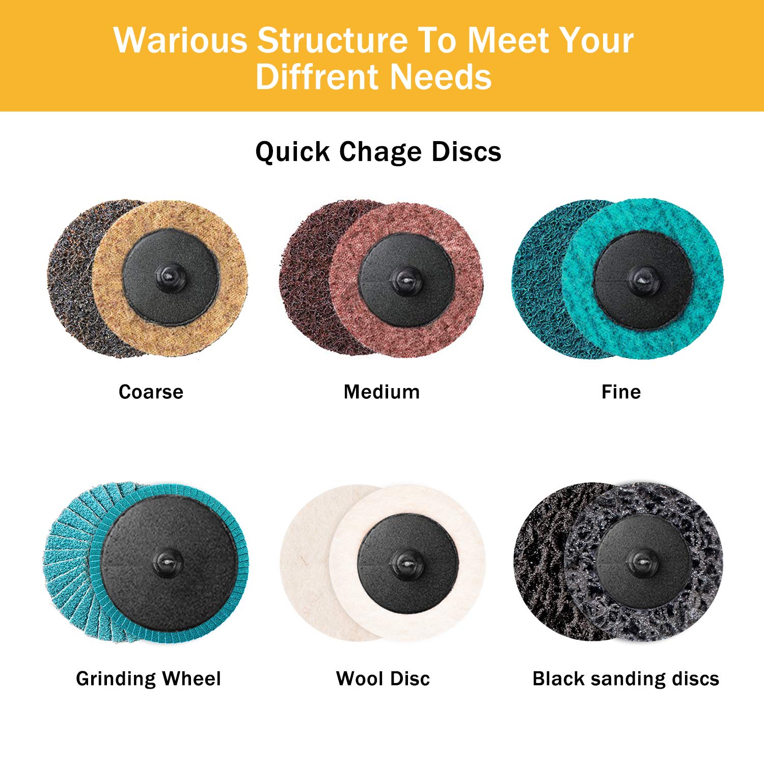 VIGRUE 80Pcs Sanding Discs Set, 2 Inches Roloc Quick Change Discs with 1/4 inch Holder, Surface Conditioning Discs for Die Grinder Surface Prep Grind Polish Burr Rust Paint Removal with Container: Industrial & Scientific
