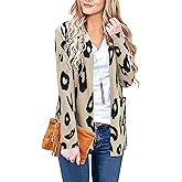 ULTRANICE Cardigan Sweaters Womens Fashion 2024 Trendy Lightweight Long Sleeve Casual Knitted Cardigans Sweater Tops Clothes Outfits with Pockets(Leopard T,S)